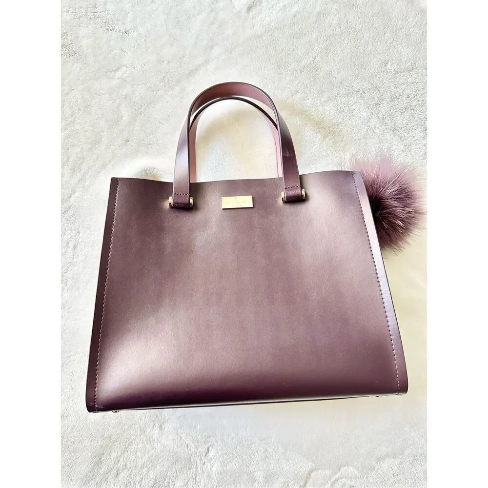 Kate Spade Kyra Arbor Hill Leather Tote Crossbody Purple Pink NWOT